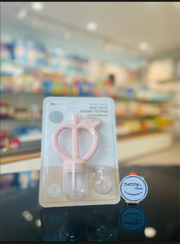 Túi nhai kiêm gặm nướu silicon Moyuum hình táo - Màu hồng (3th)