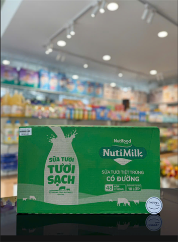 Sữa tươi Nutimilk có đường (Thùng 48 hộp x 180ml)
