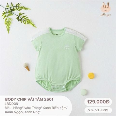 Bộ body chip vải tăm màu xanh ngọc Little Love (3-6th)