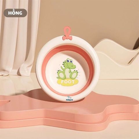 Thau chậu rửa mặt gấp gọn khủng long Finley (Màu hồng)