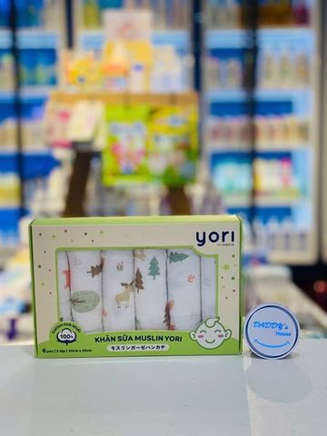 Khăn sữa Muslin 2 lớp Yori (Hộp 6 cái - 30x30cm)