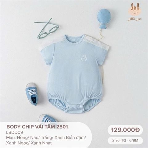 Bộ body chip vải tăm màu xanh nhạt Little Love (1-3th)
