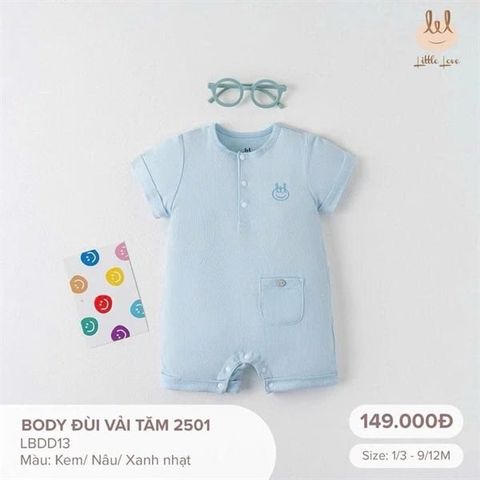Bộ body đùi thun tăm xanh nhạt Little Love (6-9th)
