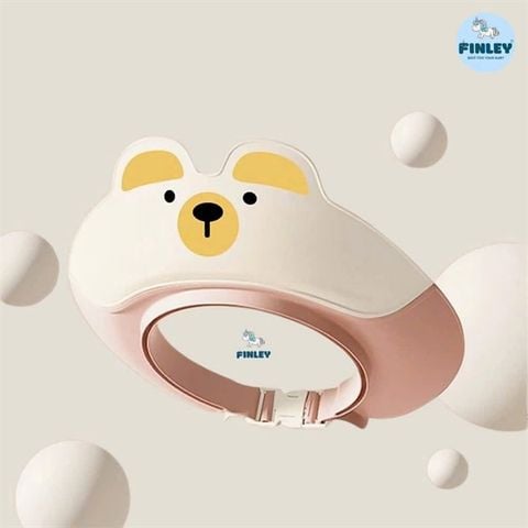 Mũ gội đầu, mũ tắm cho bé Finley gấu con màu hồng