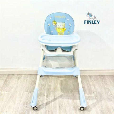Ghế ăn dặm gấp gọn Finley Lucas có bánh xe (Gấu xanh)