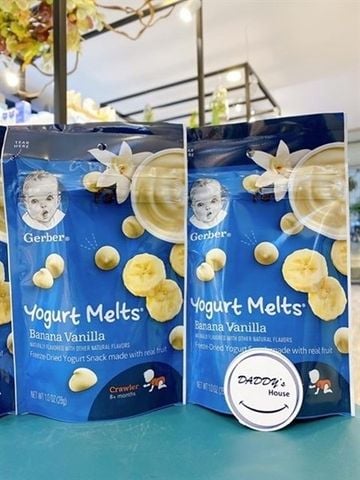 Sữa chua khô Gerber Yogurt Melts chuối & vani 8 tháng (28g)