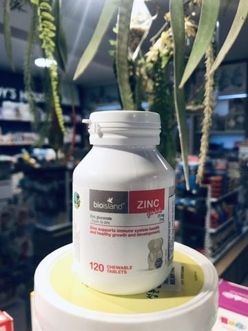 Viên uống bổ sung Kẽm Zinc BioIsland từ 1 tuổi (120v)