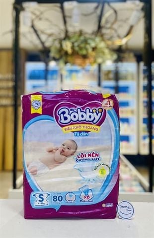 Tã dán Bobby size S 80 miếng (4-8 kg)