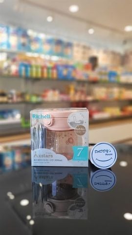 Bình nước ống hút Richell Axstars - màu hồng 7th (200ml)