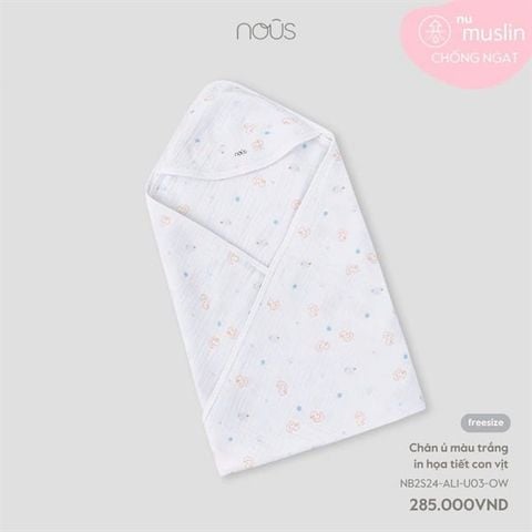 Chăn ủ màu trắng in họa tiết con vịt Nous