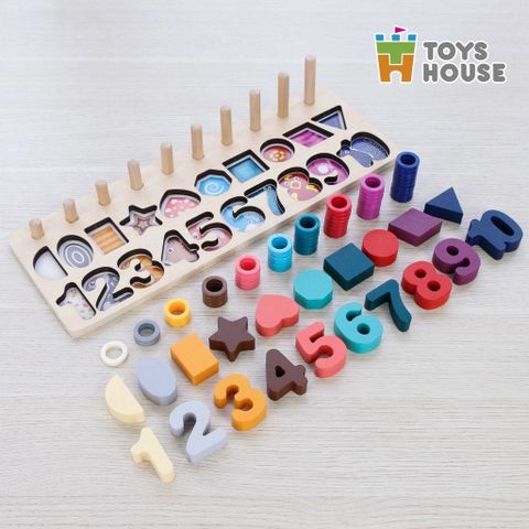 Đồ chơi gỗ bảng học chữ số, hình khối, tập đếm Toyhouse (3 tuổi)