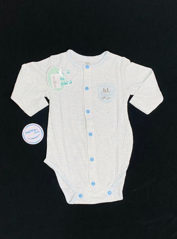 Áo body dài cài giữa túi ngực xanh Little Love (0-3m)