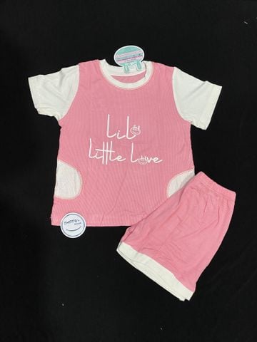 Bộ cộc tăm đắp túi màu hồng Little Love (12-18m)