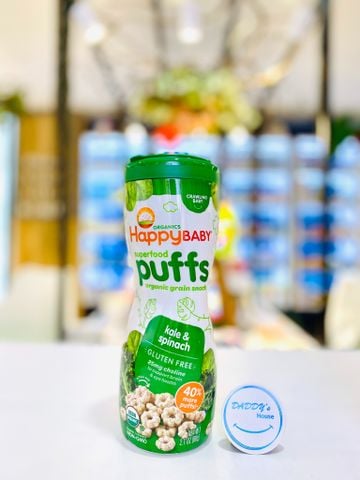 Bánh HappyBaby Puffs Organic - rau Bina & cải xoăn (60g)