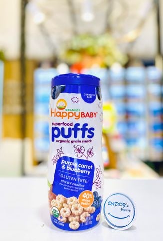 Bánh Happybaby Puffs Organic - cà rốt & blueberry (60g)