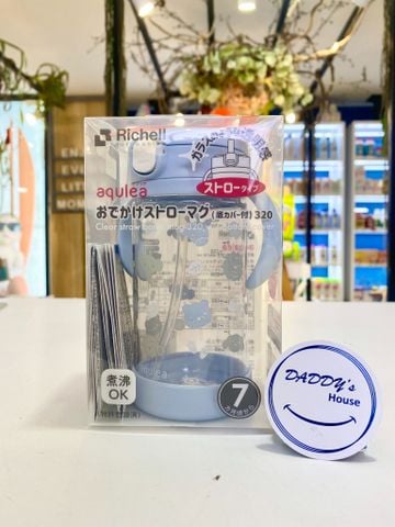 Bình ống hút AQ có đế hút chống đổ Richell - Xanh nhạt (320ml)