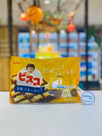 Bánh quy kem sữa vani & kem cà phê Glico Bisco (18 gói)