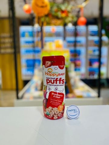 Bánh HappyBaby Puffs Organic - dâu & củ dền (60g)