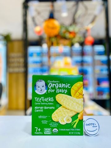 Bánh Gerber Organic Teethers Xoài, Chuối 7th - USA (24c)