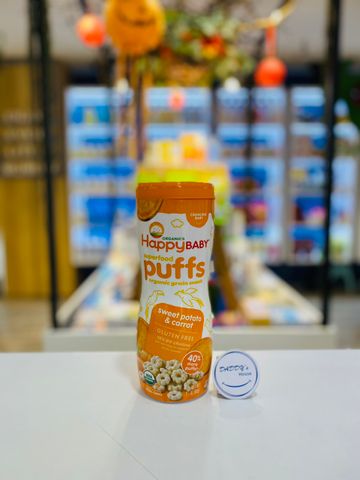 Bánh Happybaby Puffs Organic - khoai lang & cà rốt (60g)