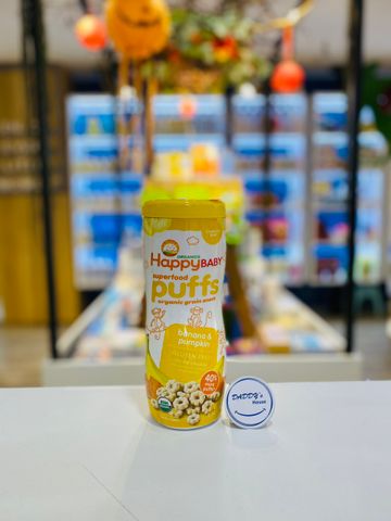 Bánh Happybaby Puffs Organic - chuối & bí đỏ (60g)