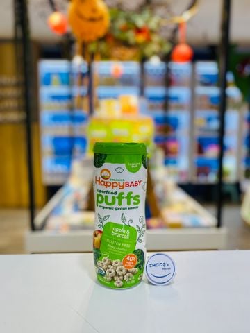 Bánh Happybaby Puffs Organic - táo & bông cải (60g)