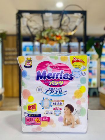 Tã quần Merries nội địa size M52 + 6 (6-11kg)