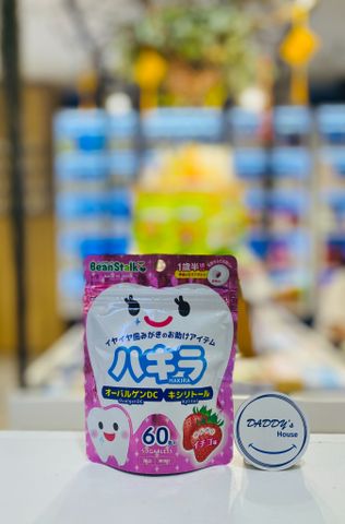 Kẹo ngừa sâu răng Hakira Beanstalk hương dâu 18 tháng (60 viên)