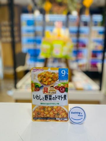 Cá mòi & rau củ ninh mềm với nước sốt cà chua Wakodo 9th (80g)