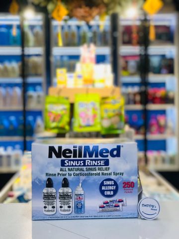 Bộ dụng cụ rửa mũi bằng nước muối NeilMed (2chai + 250 packets)
