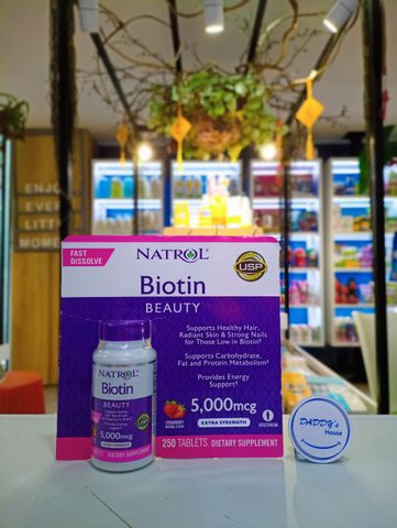 Thực phẩm bổ sung Biotin Natrol 5,000mcg (250v)