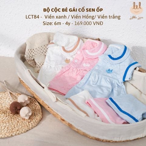 Bộ cộc bé gái cổ sen Cotton Little Love (9th - 12th)