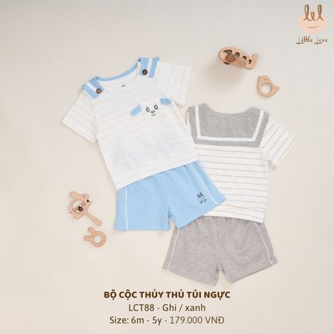 Bộ cộc thủy thủ Peptit Little Love - Kẻ xanh (6th - 9th)