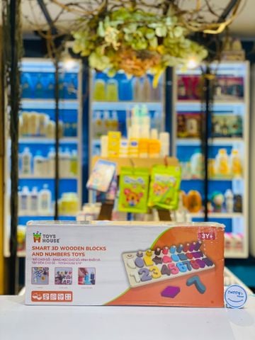 Đồ chơi gỗ bảng học chữ số, hình khối, tập đếm Toyshouse (3 tuổi)