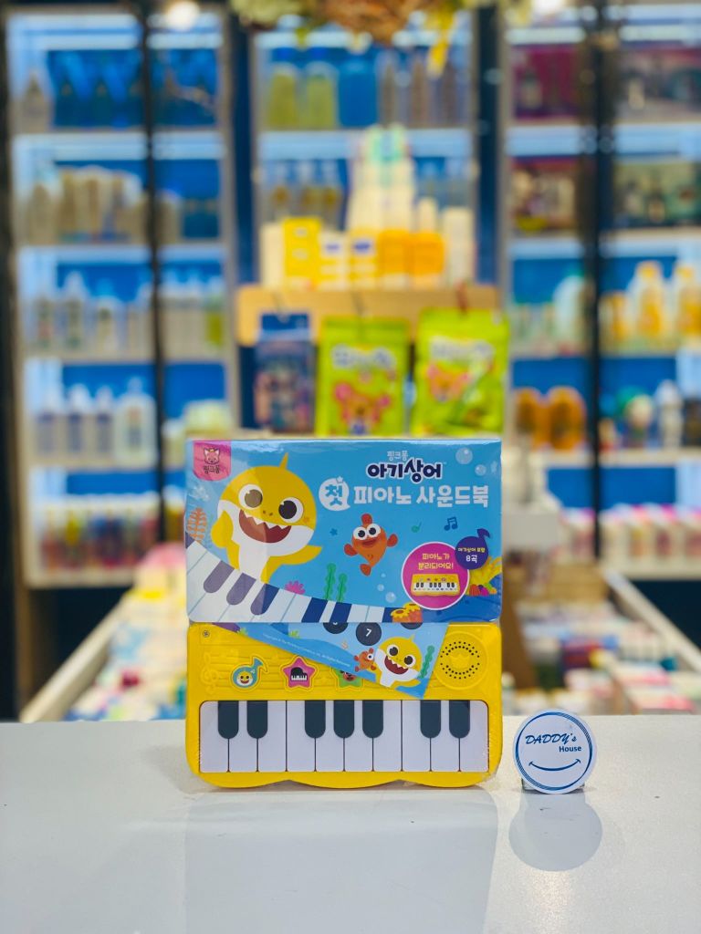 Pinkfong Shark Family LED Piano Drum Sound Game Toy – DJ Children's Song Book