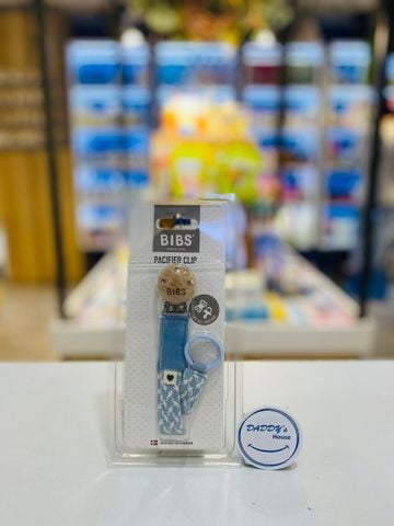 Dây đeo ty ngậm BIBS Pacifier Clip Braided (Baby Blue/Ivory)