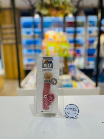 Dây đeo ty ngậm BIBS Pacifier Clip Braided (Dusty Pink/Baby Pink)
