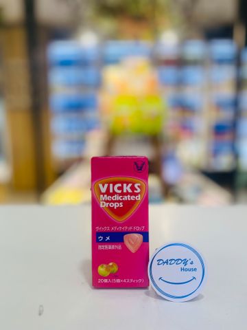 Kẹo ngậm Vicks ngừa đau họng, viêm, ho hương mận - Nhật (20v)