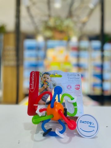 Bóng gặm nướu kiêm đồ chơi Rattle & Teether Bendy Tubes Infantino (0th)