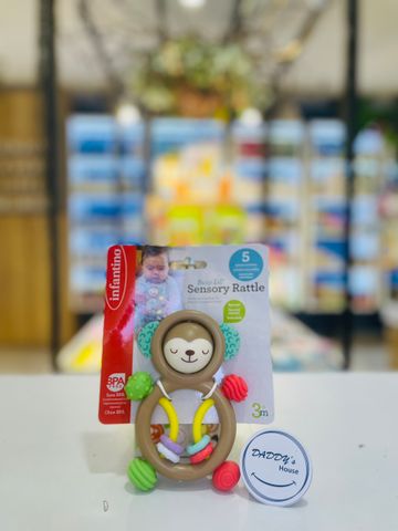 Gặm nướu kiêm đồ chơi xoay hình khỉ – Busy Lil' Sensory Rattle Infantino (3th)