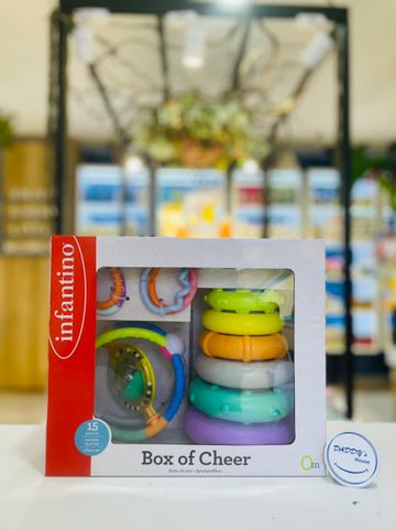 Hộp đồ chơi tháp xếp chồng, gặm nướu kiêm đồ chơi bóng Box of Cheer Infantino (0th)