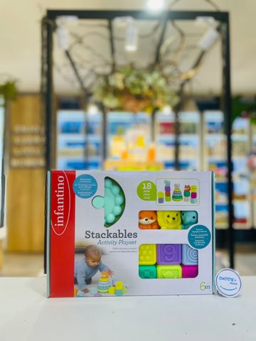 Bộ hình khối, động vật, tháp xếp chồng Stackables Activity Infantino (6th)