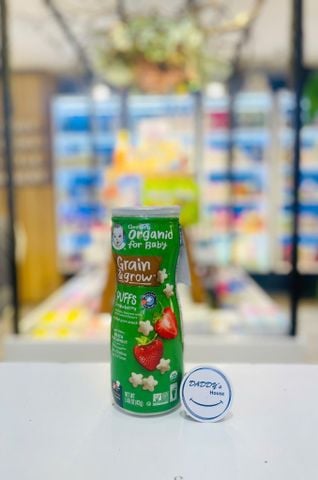 Bánh Gerber Organic Puffs - Dâu - từ 8th (42g)