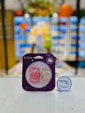 Set 2 ty ngậm Silicone kèm nắp đậy B.Box - Berry/Blush (0 - 6 tháng)