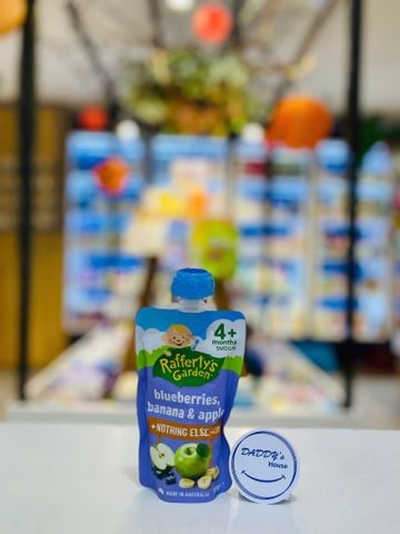 Trái cây nghiền Rafferty's Garden vị việt quất, chuối, táo 4 tháng (120g)