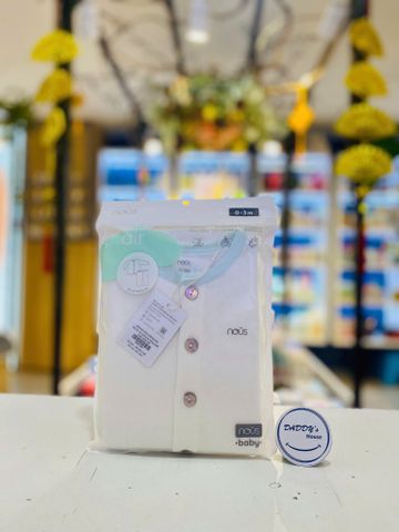 Bộ dài cài thẳng Nous áo trắng phối quần xanh (NB)