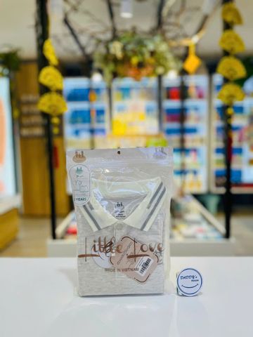Bộ cộc tay vải cá sấu Polo màu ghi Little Love (3 tuổi)
