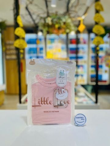 Bộ Body chip vải thun tăm màu hồng Little Love (6 - 9th)