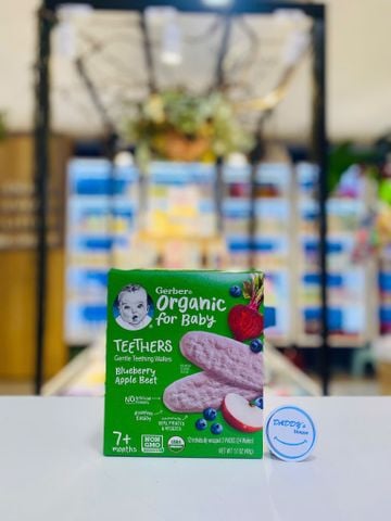 Bánh Gerber Organic Teethers Táo, Việt Quất, Củ Cải Đỏ 7th (24c)