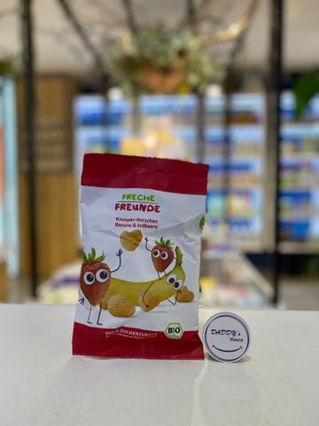 Bánh ăn dặm hình trái tim hữu cơ Freche Freunde vị dâu, chuối 1 tuổi (30g)